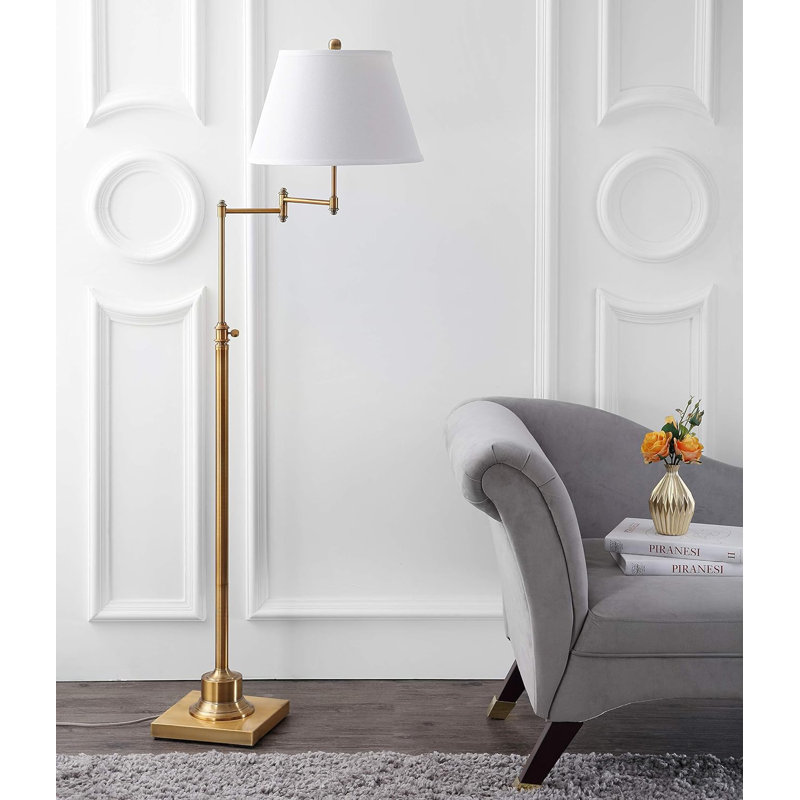 Swivel Swing Arm Floor Lamp With Led Bulb, 60-Inch Adjustable Standing Light For Living Room, Bedroom, And Home Office