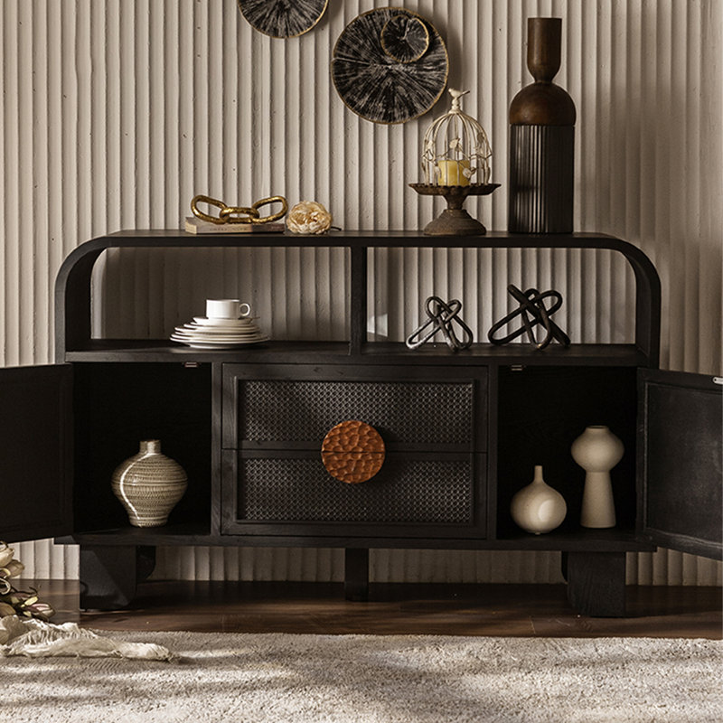 Buffet rétro en bois massif noir
