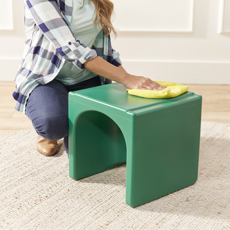 ECR4Kids Tri-Me Table and Cube Chair Set, Multipurpose Furniture, 3-Piece, Green
