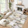 Modern Geometric Machine Washable Rug with Non-Slip Backing Non-Shedding Contemporary Accent Carpet Soft Low Pile Floor Cover for Living Room