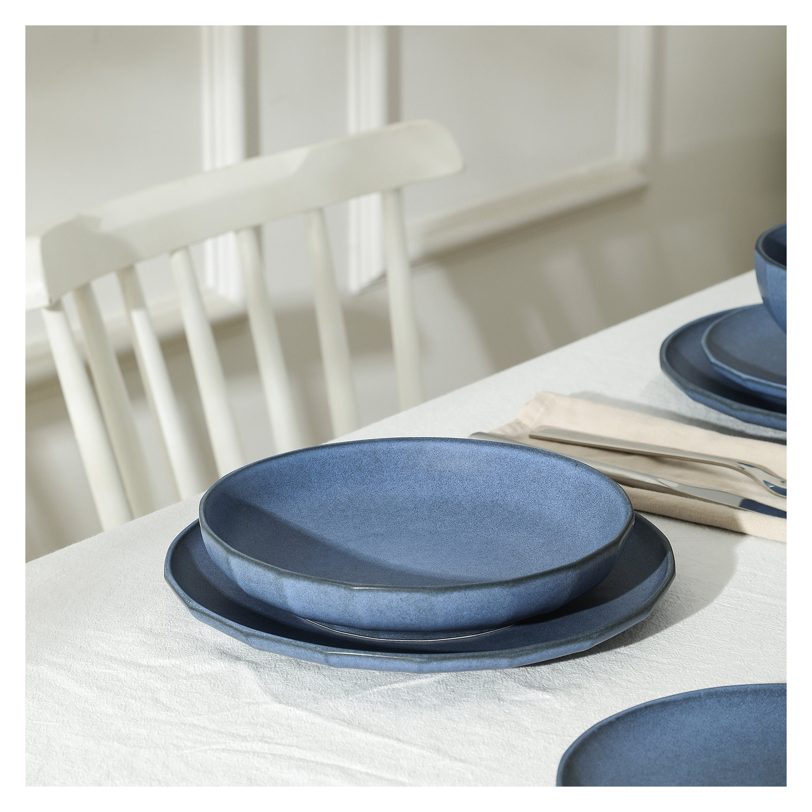 Stone Lain Rio 4-Piece Pasta Bowl Set Stoneware, Blue