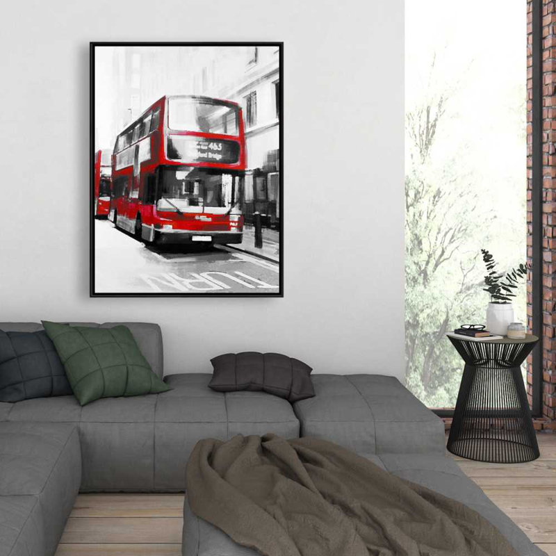 Bus Londoner - Framed Canvas for Home Office Decor