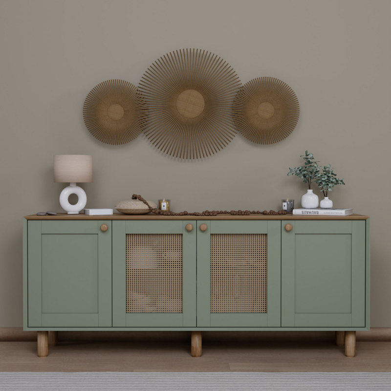 Modern Green Console Table, 70.9 x 29.5 x 15.7 inches | 100% Melamine Coated Particle Board, Thickness: 0.7 inches | Features Multiple Shelves, Wall-Mountable Design | Stylish & Functional for Living Room or Entryway