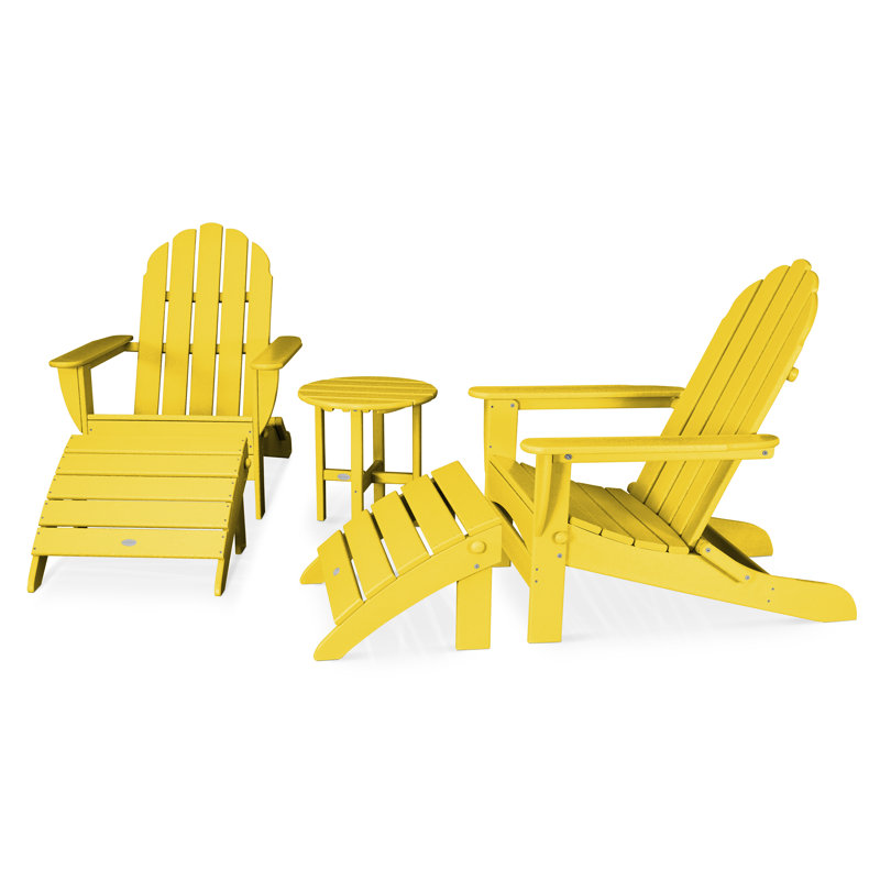 POLYWOOD Classic Oversized Adirondack 5-Piece Casual Set, Lemon