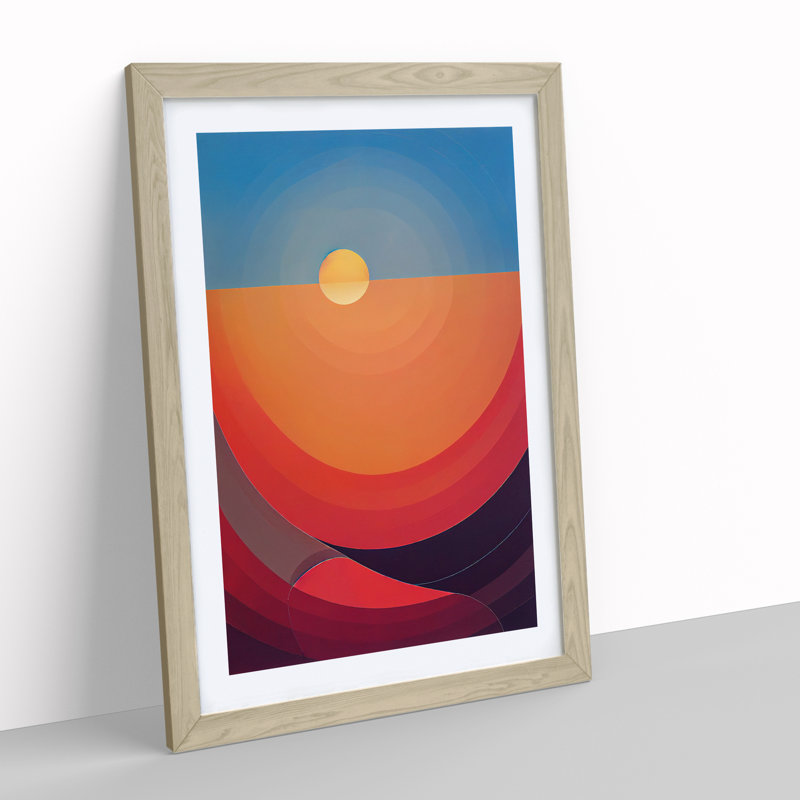 Enlightened Abstract Sunset - Framed Print, 64cm H x 46cm W, Oak