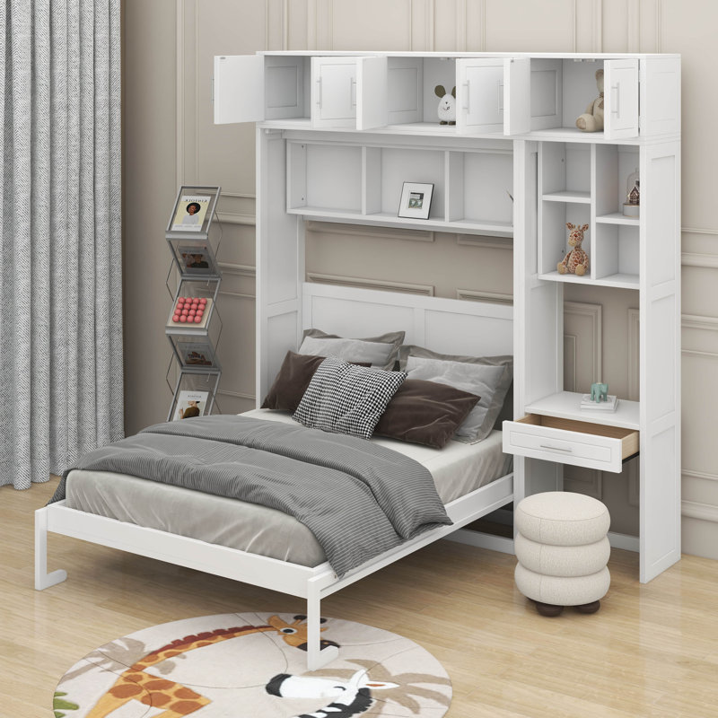 Lit escamotable double pleine grandeur avec bureau