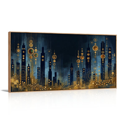 Ensemble de 1 tableau abstrait sur toile représentant une ville