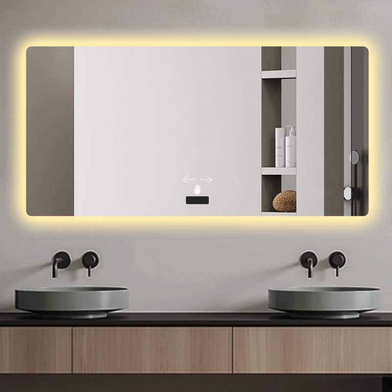 Miroir de salle de bain 48 * 32 pouces avec - fonction de brouillard, imperméable, capteur intelligent, gradation, verre anti-buée 48 x 32 po, possibilité variable, fonctionnalité moderne