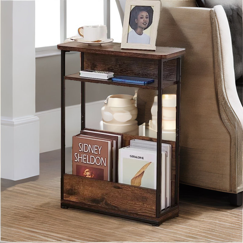 Alewine 3 Tier End Table Side Table Industrial Rustic Brown Living Room Bedroom Furniture