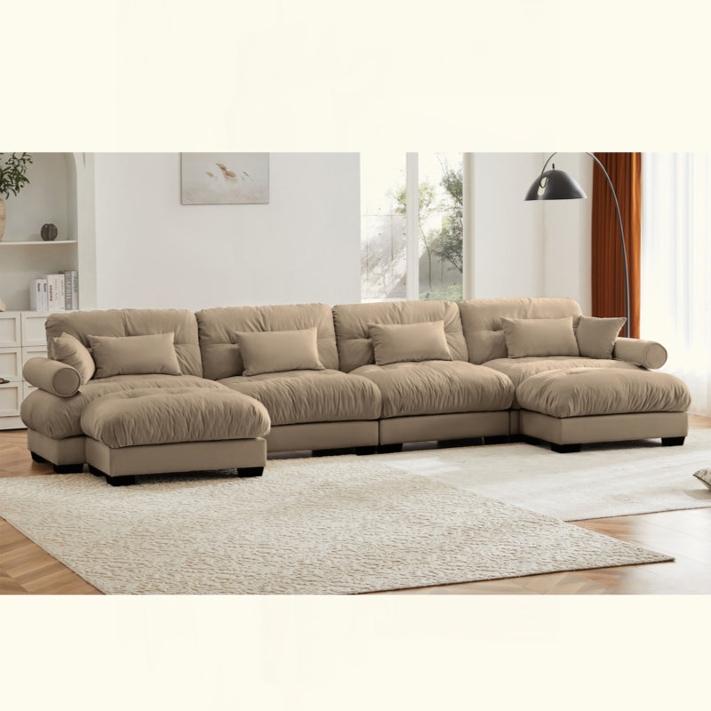 Canapé en velours conforme CAL117, H 33,4 po x l 166 po x P 37 po, Gris