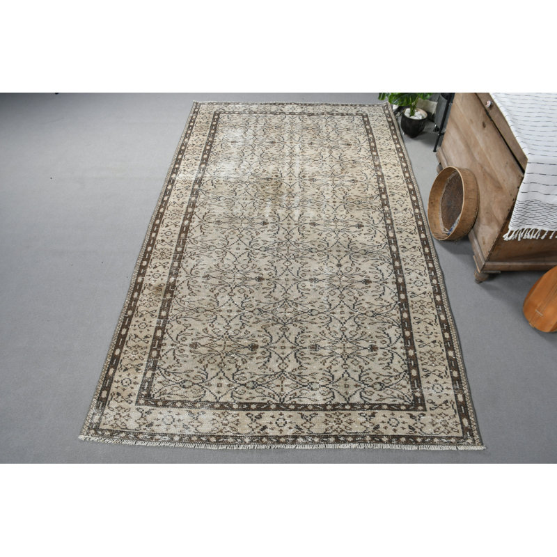 Tapis en laine de style Oushak fait à la main, idéal pour agrémenter de grands espaces de salon brun / vert