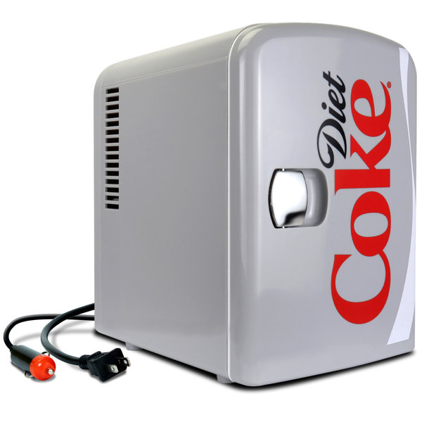Coke Zero 6 Can Mini Fridge 4L Mini Electric Cooler Portable 12V Car Cooler  Black