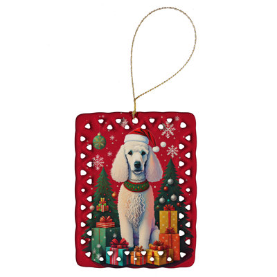 Poodle Holiday Christmas Porcelain Ornament
