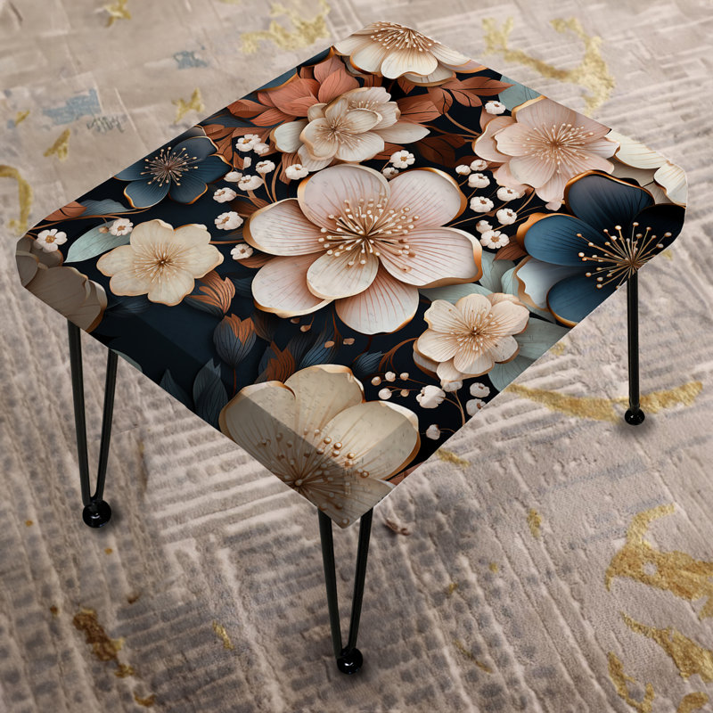 Mystic Pink Floral Splendour - Floral Rectangle Ottoman