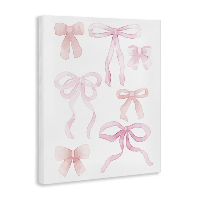 «Pink Watercolor Bows Canvas», conception de Kim Allen, H 48 po x l 36 po
