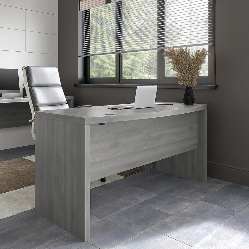 Echo Bow Front Desk, Modern Gray