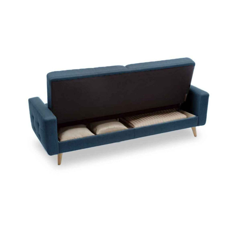 Canapé-lit Nappa avec rangement, Bleu / 100% polyester
