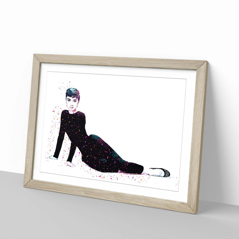 Audrey Hepburn in Abstract - Framed Print, Oak Framed, 48cm H x 65cm W x 2cm D