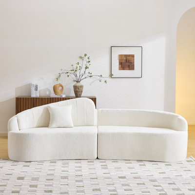 Canapés en chenille blanche durable, peu encombrants avec dossier amovible, style moderne pour les petits espaces de vie