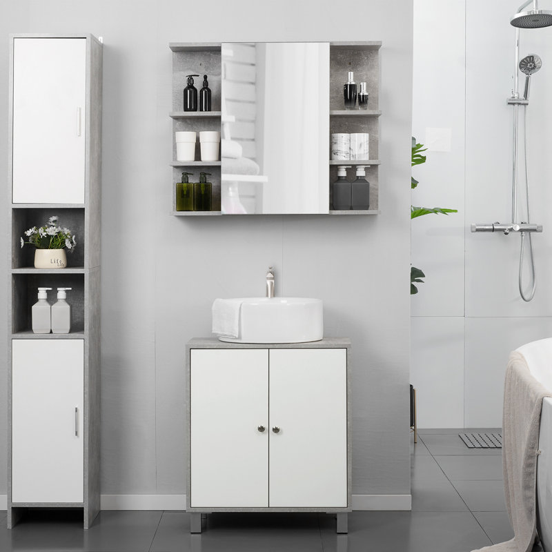 Zuri 60cm Single Bathroom Vanity Base Only in White/Grey