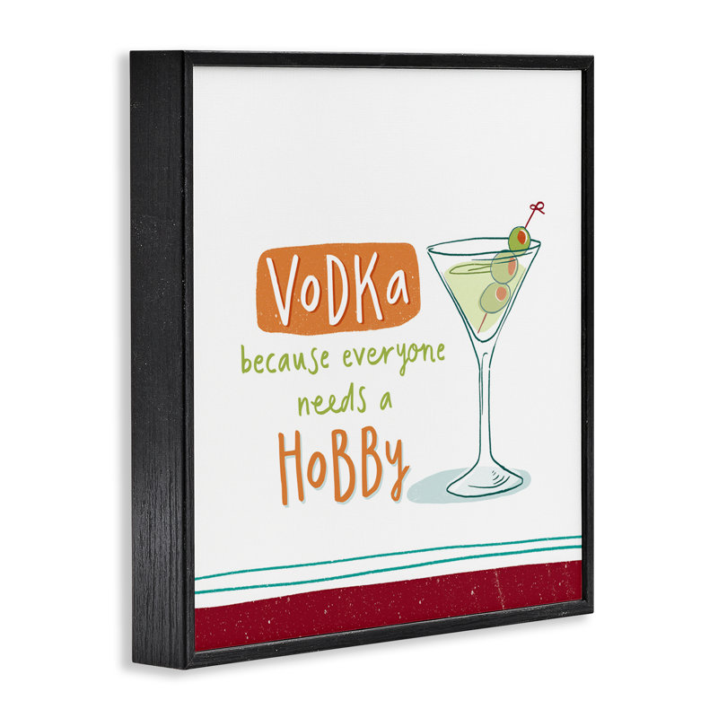 Drôle de vodka encadrée par estampe numérique par Courtney Morgenstern, H 12 po x l 12 po, Giclée encadrée noir minuit