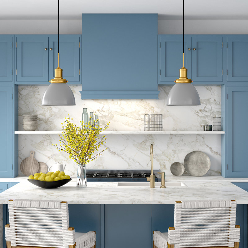 Madison 1 - Light Single Pendant, Matte Gray/Brass