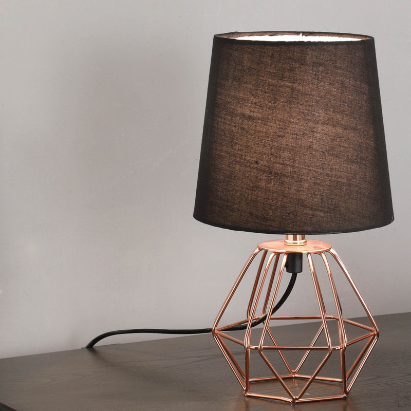 11.25" Copper Metal Table Lamp "Wesley Geometric"