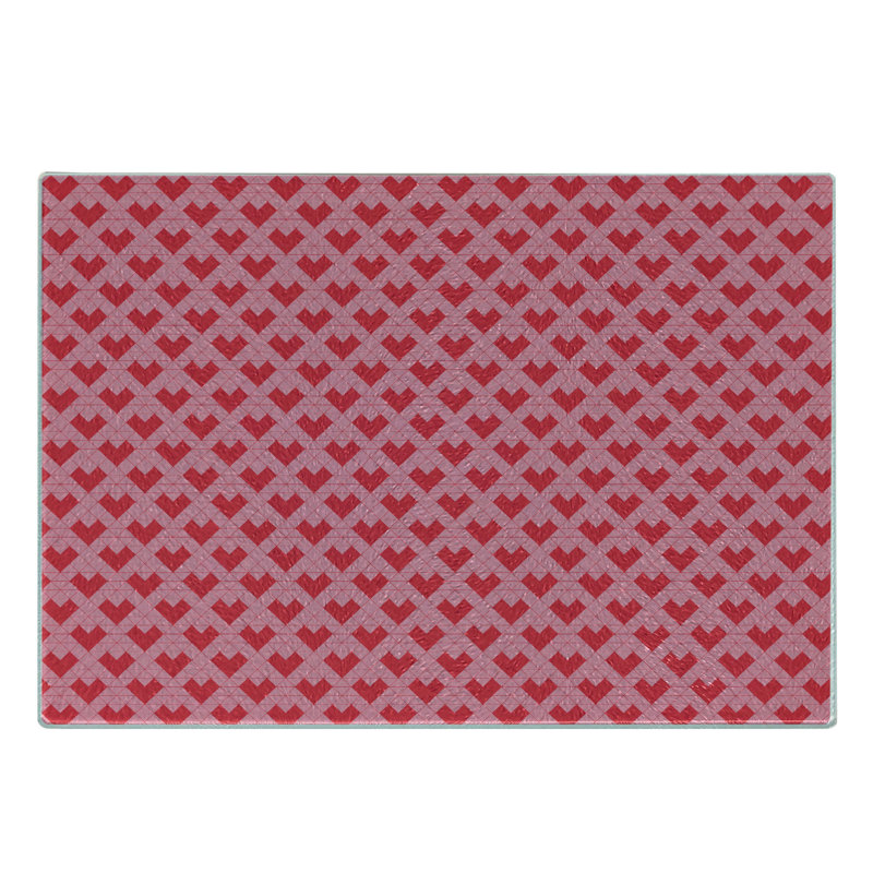 Ambesonne Valentine's Day Tempered Glass Cutting Board Triangular Hearts Dark Pink and Pale Pink