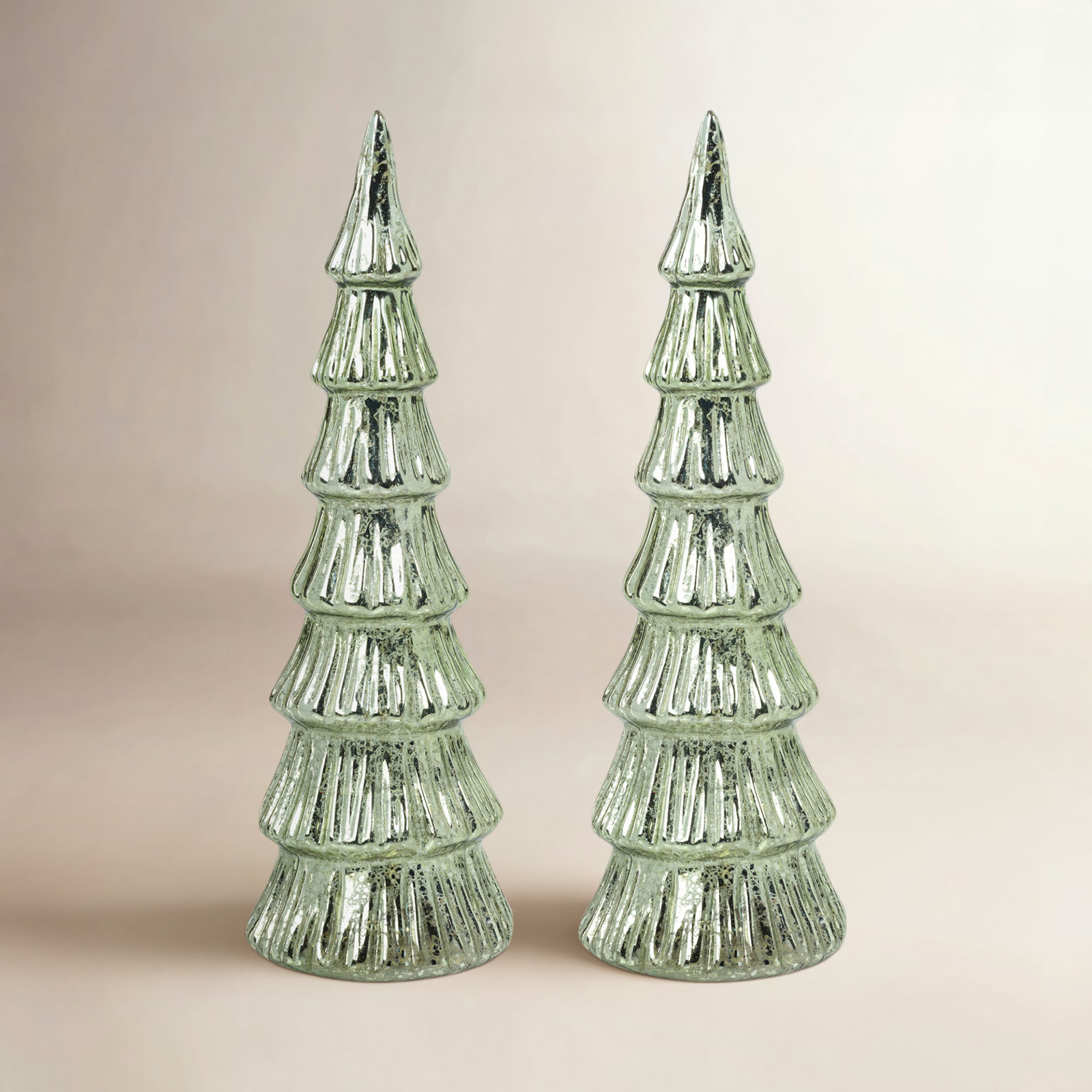 Hallsten 2-Piece Lighted Glass Tree Set, 12.5" H x 4.25" W x 4.25" D