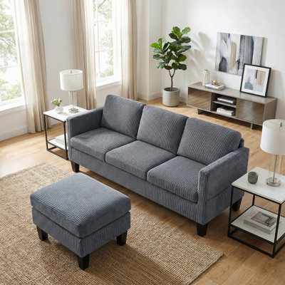Canapé modulaire en velours 67 po avec repose-pieds réversible 67 po - Canapé compact en forme de L pour petits espaces et appartements