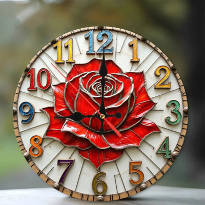 Belle horloge murale rose rouge, art décoratif