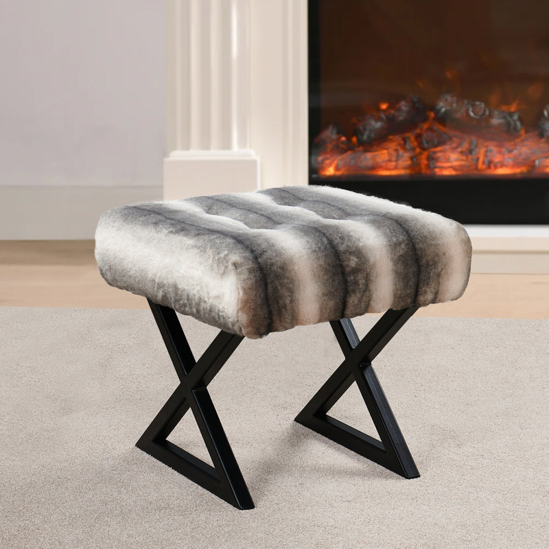 Omkar Upholstered Ottoman, Gray 100% Polyester