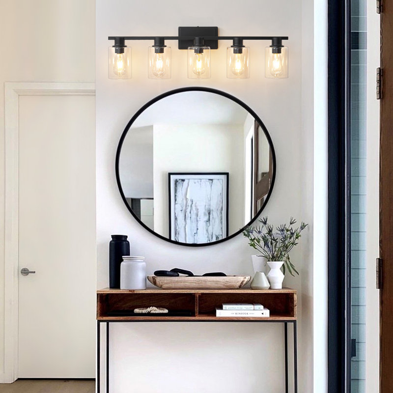 Middlewich 5 - Light Dimmable Vanity Light Mirror Headlights, Matte Black