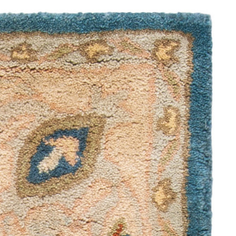Dunbar Hand-Tufted Wool Prussian Blue/Mustard Yellow/Red Area Rug, Rectangle 9'6" x 13'6"