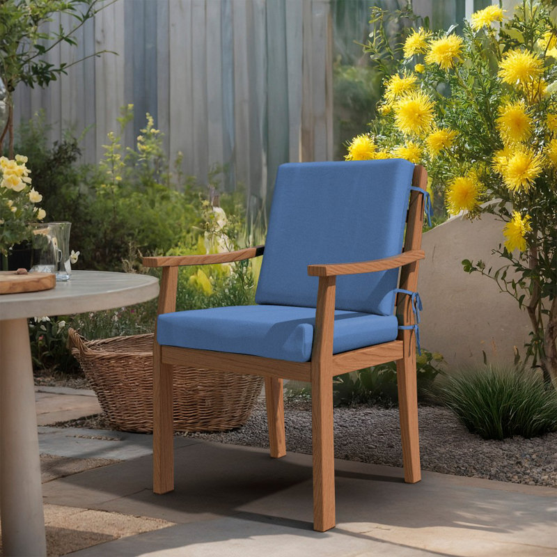  Dining Chair Cushion, 20" X 40" X 3.5", Premium Memory Foam Core With Waterfall Edge, Solstice Olefin Fabric, Patio Cushion For Outdoor Dining Chairs