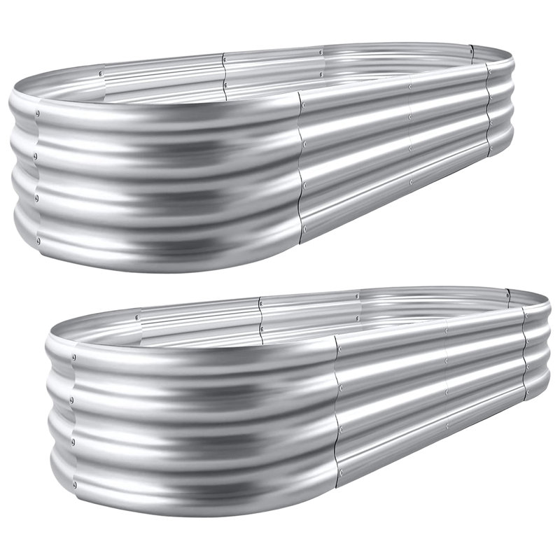 Denishia 2Pack Galvanized Raised Garden Bed Kit , Outdoor Planter Box Metal Patio Kit Planting Bed for Vegetables Flowers Herb, 6x3x2FT