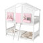 Lit superposé simple au-dessus de simple avec toit et fenêtre Solstice, rose / blanc-115684391