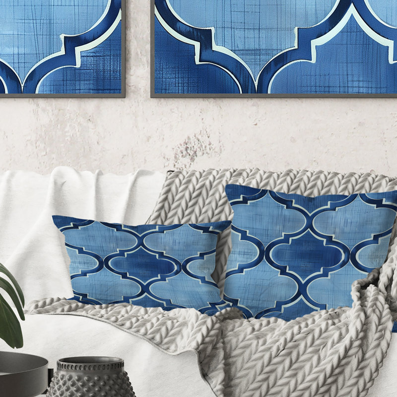 Coussin bleu Modern Trellis II - Modern, H 18 po x l 18 po