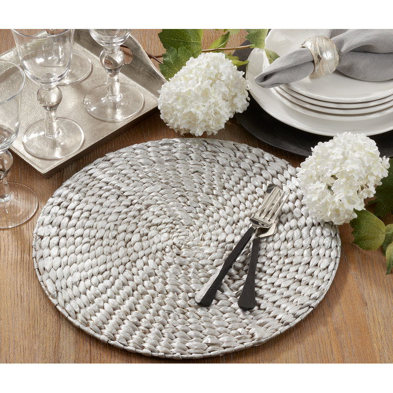Mea Jute Solid Colour Round Placemat, Silver