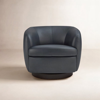 Marcy Geniue Leather Swivel Barrel Chair