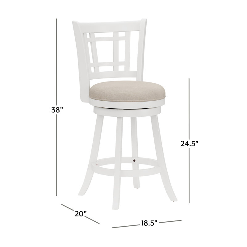 Henock Swivel Upholstered Counter Stool, White, Counter Stool (24.5" Seat Height)
