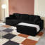 Siège du canapé droit, canapé modulaire en forme de L, canapé compressé au design peu encombrant, se déplie dans le lit, style minimaliste moderne en noir