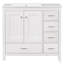 Meuble-lavabo 36 po avec lavabo en céramique, armoire de rangement abondante, 2 portes à fermeture en douceur et 5 tiroirs