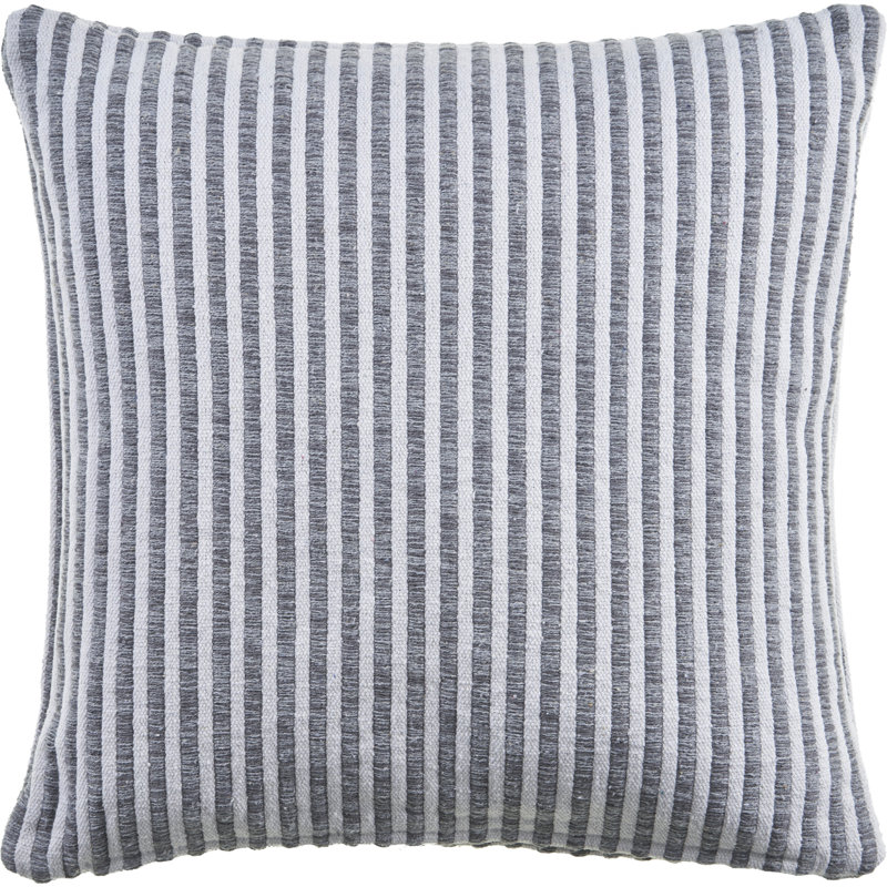 Blue and White Striped Cotton Square Throw Pillow