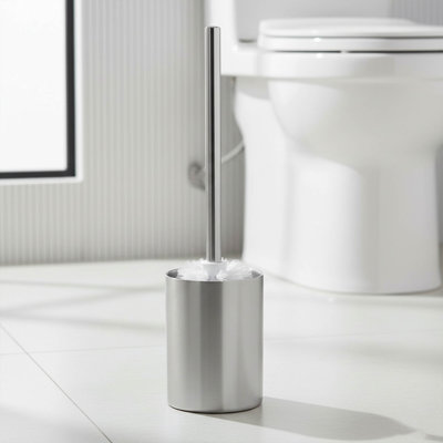 Ensemble de brosse et support de toilette en aluminium brossé NOUMEA