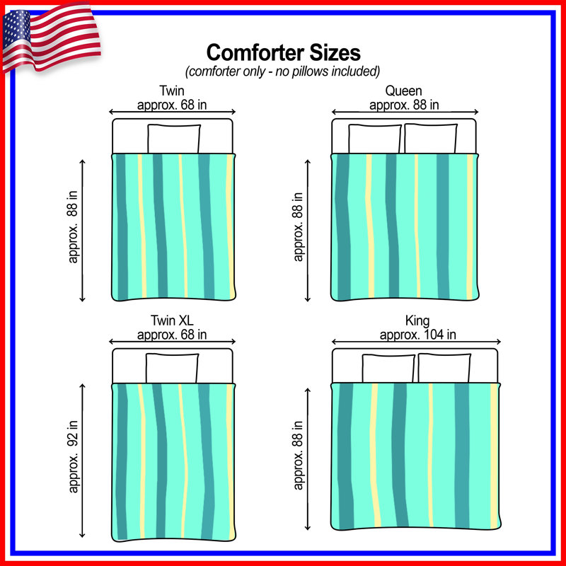 Teal Yellow Stripes Comforter, Twin Extra Long