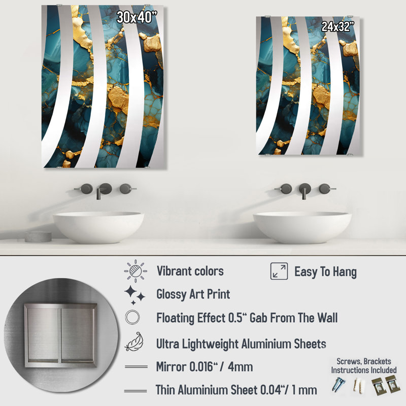 Bacajol - Grand miroir mural abstrait MIR137646, 32 po x 24 po