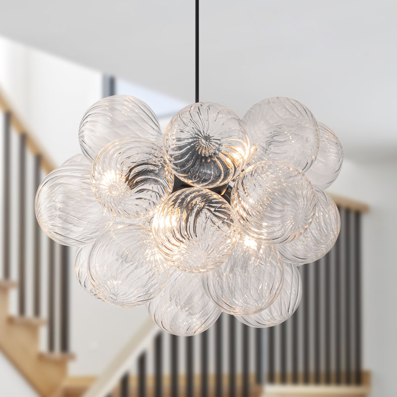Brody 6 - Light Dimmable Swirled Glass Globe Sphere Chandelier