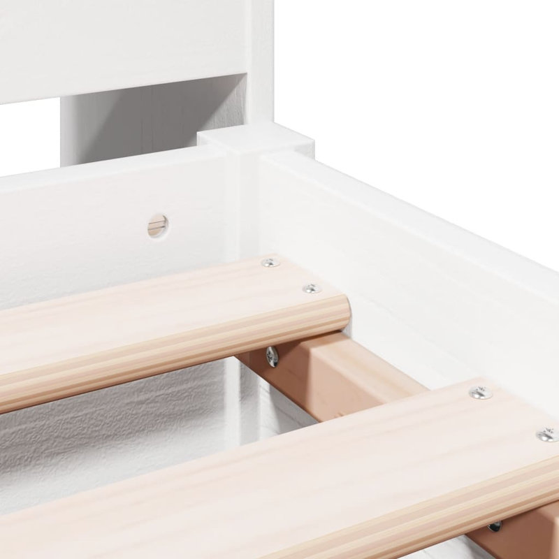 Abbiss Solid Wood Bed, 110cm H x 228.5cm W x 156cm D, White