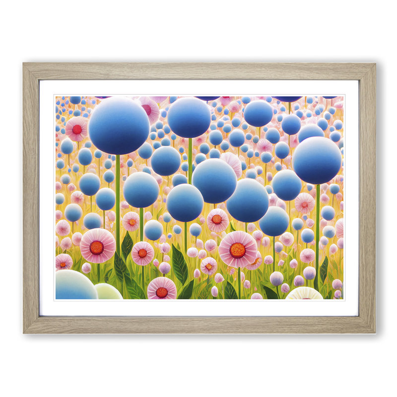 Extraordinary Flower Market - Single Picture Frame Print, 46cm H x 64cm W x 2cm D, Oak